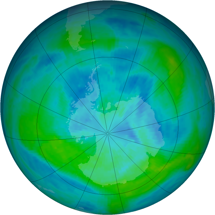 Antarctic ozone map for 24 March 1984